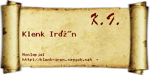 Klenk Irén névjegykártya