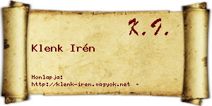 Klenk Irén névjegykártya